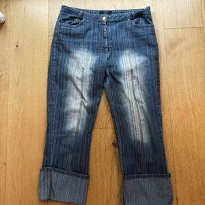 Vintage Yukka clothing jeans with multicoloured stripes- rolled hems